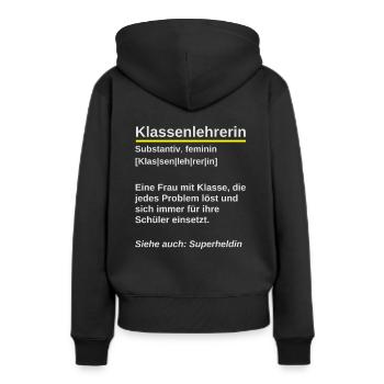 Klassenlehrerin Geschenk Lehrerin Wörterbuch - Frauen Premium Bio Hoodie - Schwarz - Hinten - Julia (174cm)