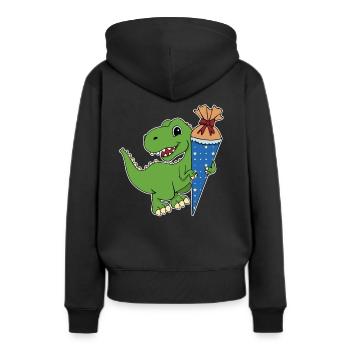 Dino Zuckertüte - Frauen Premium Bio Hoodie - Schwarz - Hinten - Julia (174cm)