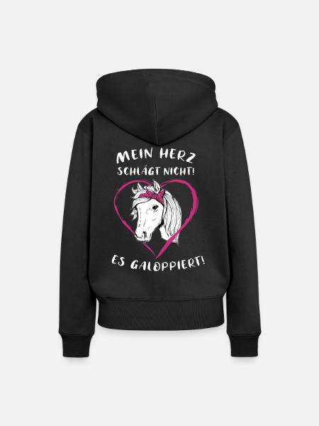 Pferde Herz Reiterin Geschenkidee - Frauen Premium Bio Hoodie - Schwarz
