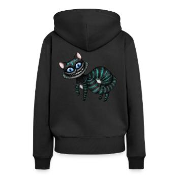 Blaue Cheshire Katze - Frauen Premium Bio Hoodie - Schwarz - Hinten - Julia (174cm)