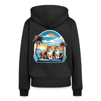 Katzen am Meer - Frauen Premium Bio Hoodie - Schwarz - Hinten - Julia (174cm)