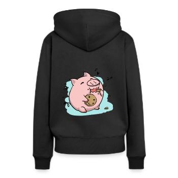 Keks Schwein - Frauen Premium Bio Hoodie - Schwarz - Hinten - Julia (174cm)