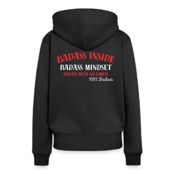 100% Badass, Badass à l’intérieur - Sweat à capuche Premium bio Femme - noir - Dos - Julia (174cm)
