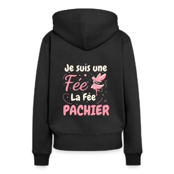 Je Suis Une Fée La Fée Pachier - Sweat à capuche Premium bio Femme - noir - Dos - Julia (174cm)
