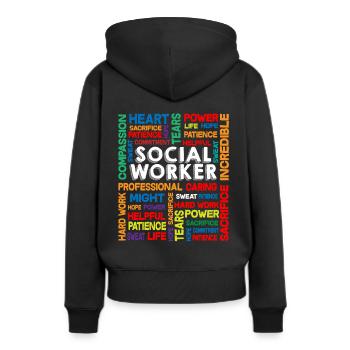 Social Work Month Social Worker Cadeau - Sweat à capuche Premium bio Femme - noir - Dos - Julia (174cm)