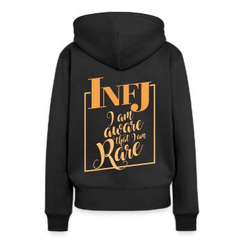 INFJ Bewusst, dass ich selten bin Design Lustiges Geschenk - Frauen Premium Bio Hoodie - Schwarz - Hinten - Julia (174cm)