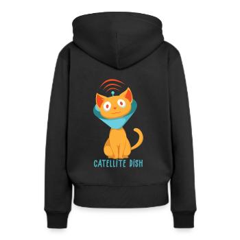 Satellite Cat Catellite TV Étalonnage Satellite - Sweat à capuche Premium bio Femme - noir - Dos - Julia (174cm)