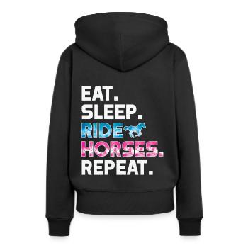 Eat Sleep Ride Chevaux Répéter la conception de cadeau d’équitation - Sweat à capuche Premium bio Femme - noir - Dos - Julia (174cm)