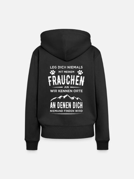 Frauchen Hunde Damen Lustiger Spruch Hund Pfoten - Frauen Premium Bio Hoodie - Schwarz