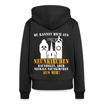 66538 Neunkirchen Saar Saarland Stadt - Frauen Premium Bio Hoodie - Schwarz - Hinten - Julia (174cm)