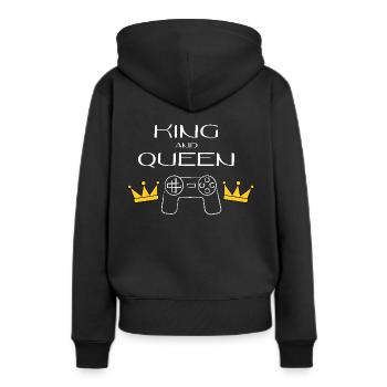 Gaming King & Queen - Frauen Premium Bio Hoodie - Schwarz - Hinten - Julia (174cm)