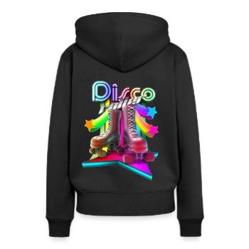 Disco rouleau 3D - Sweat à capuche Premium bio Femme - noir - Dos - Julia (174cm)
