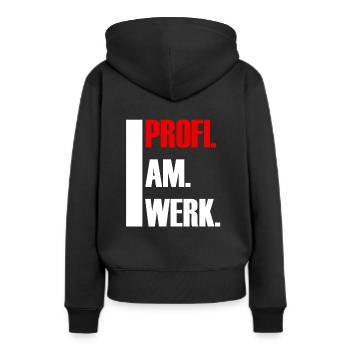profi - Frauen Premium Bio Hoodie - Schwarz - Hinten - Julia (174cm)