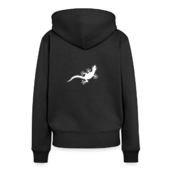 Echse - Frauen Premium Bio Hoodie - Schwarz - Hinten - Julia (174cm)