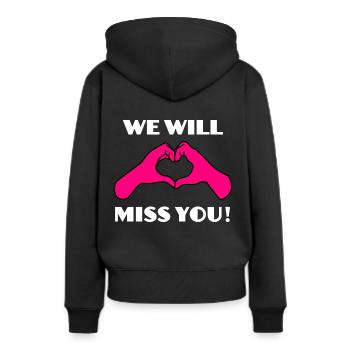 Verabschiedung Abschied We will miss You - Frauen Premium Bio Hoodie - Schwarz - Hinten - Julia (174cm)