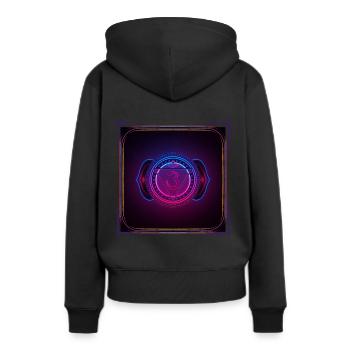Neon Cyber Meditation psychédélique Om Rave Goa - Sweat à capuche Premium bio Femme - noir - Dos - Julia (174cm)