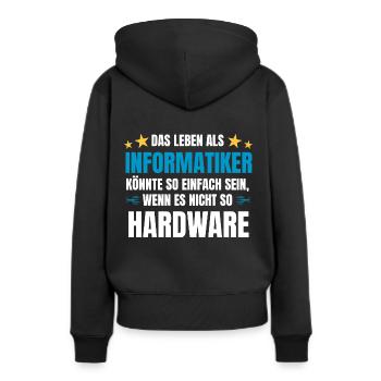 Informatik Spruch Hardware für Informatiker - Frauen Premium Bio Hoodie - Schwarz - Hinten - Julia (174cm)