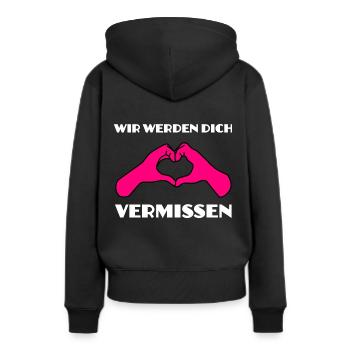 Verabschiedung Abschied Herz Werden dich vermissen - Frauen Premium Bio Hoodie - Schwarz - Hinten - Julia (174cm)