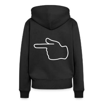 Emoji zeigen links Skizze weiß - Frauen Premium Bio Hoodie - Schwarz - Hinten - Julia (174cm)
