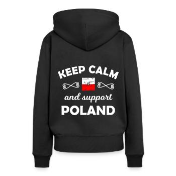 Die polnischen Fans - Frauen Premium Bio Hoodie - Schwarz - Hinten - Julia (174cm)