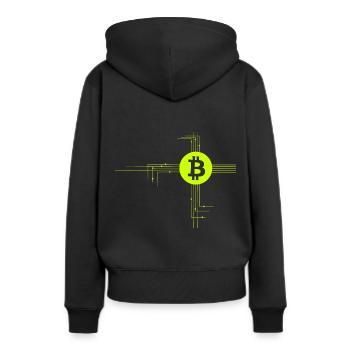Das Coin Netzwerk - Frauen Premium Bio Hoodie - Schwarz - Hinten - Julia (174cm)