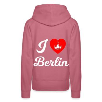 The hearts of Berlin - Women’s Premium Organic Hoodie - mauve - Back - Isabella (175cm)