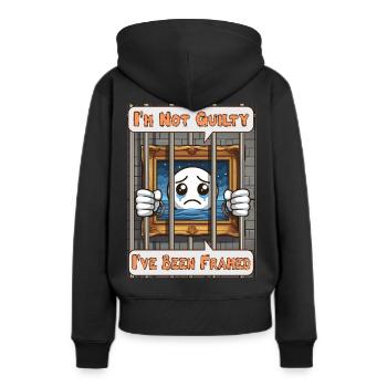Je ne suis pas coupable, j’ai été piégé - Sweat à capuche Premium bio Femme - noir - Dos - Julia (174cm)