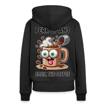 Revigorez-vous et sentez l’odeur du café - Sweat à capuche Premium bio Femme - noir - Dos - Julia (174cm)