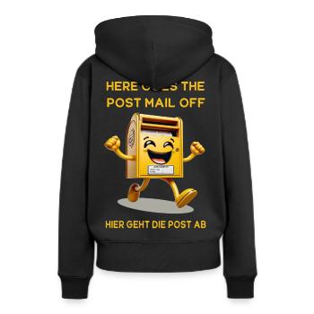 Voici le courrier postal. C’est là que va le courrier - Sweat à capuche Premium bio Femme - noir - Dos - Julia (174cm)