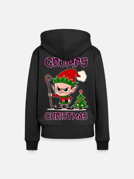 Grumpy Christmas Elf - Frauen Premium Bio Hoodie - Schwarz