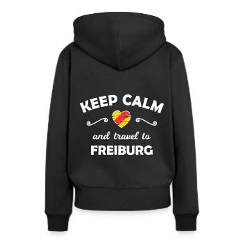 Le voyage à Fribourg - Sweat à capuche Premium bio Femme - noir - Dos - Julia (174cm)