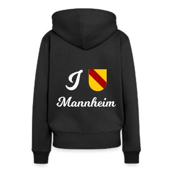 J’adore Mannheim - Sweat à capuche Premium bio Femme - noir - Dos - Julia (174cm)