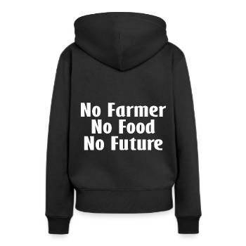 Traktor und Demo - Frauen Premium Bio Hoodie - Schwarz - Hinten - Julia (174cm)