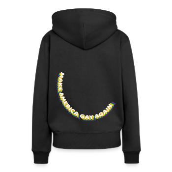 America Round - Women’s Premium Organic Hoodie - black - Back - Julia (174cm)