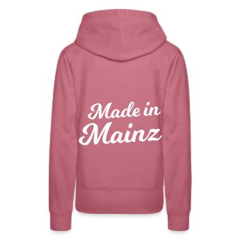 Made in Mainz - Women’s Premium Organic Hoodie - mauve - Back - Isabella (175cm)