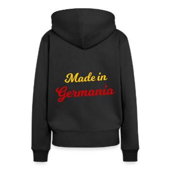 Made in Germania - Frauen Premium Bio Hoodie - Schwarz - Hinten - Julia (174cm)