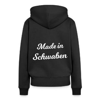Fabriqué en Souabe - Sweat à capuche Premium bio Femme - noir - Dos - Julia (174cm)