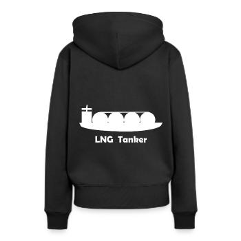 Der LNG Tanker - Frauen Premium Bio Hoodie - Schwarz - Hinten - Julia (174cm)