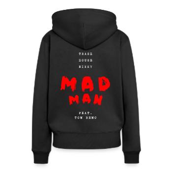 MAD MAN / TREASH HOUSE NIKKY / TOM REMO / 2024 - Sweat à capuche Premium bio Femme - noir - Dos - Julia (174cm)