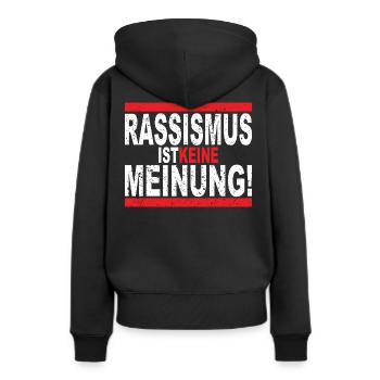 Gegen Rassismus gegen Nazis pro Ausländer - Frauen Premium Bio Hoodie - Schwarz - Hinten - Julia (174cm)