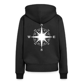 Reise Kompass Himmelsrichtung - Frauen Premium Bio Hoodie - Schwarz - Hinten - Julia (174cm)