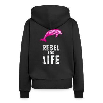 extinction rebelle juste rebelle - Sweat à capuche Premium bio Femme - noir - Dos - Julia (174cm)