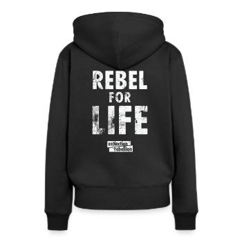 extinction rebellion juste rebel - Sweat à capuche Premium bio Femme - noir - Dos - Julia (174cm)
