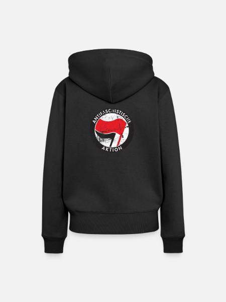 Antifa - Gegen Rechts - Frauen Premium Bio Hoodie - Schwarz