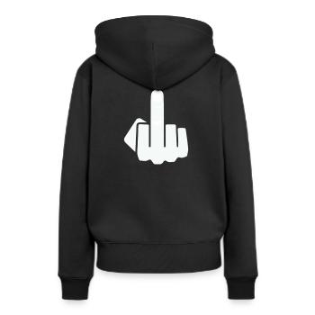 Doigt moyen Doigt moyen Doigt puant vous baise - Sweat à capuche Premium bio Femme - noir - Dos - Julia (174cm)