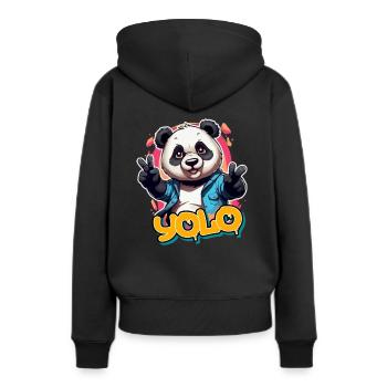 YOLO - You only live once - Frauen Premium Bio Hoodie - Schwarz - Hinten - Julia (174cm)
