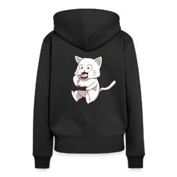 Katze Cat Sushi Japan - Frauen Premium Bio Hoodie - Schwarz - Hinten - Julia (174cm)