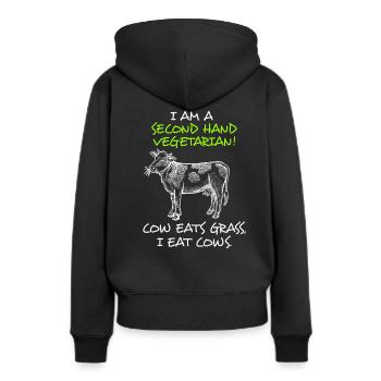 Viande végétarienne anti-végétale - Sweat à capuche Premium bio Femme - noir - Dos - Julia (174cm)