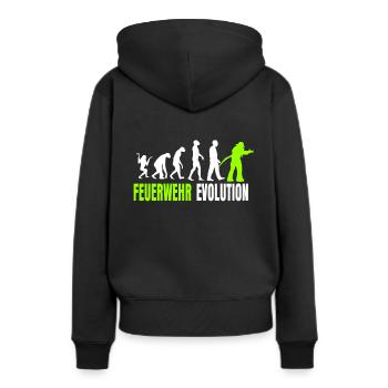 Feuerwehr Evolution. - Frauen Premium Bio Hoodie - Schwarz - Hinten - Julia (174cm)