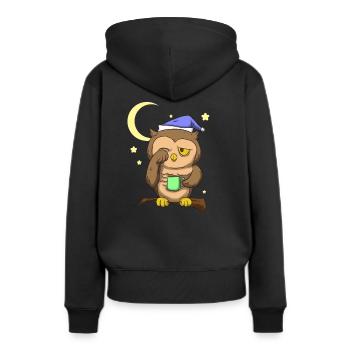 Kaffee Eule Nachteule - Frauen Premium Bio Hoodie - Schwarz - Hinten - Julia (174cm)